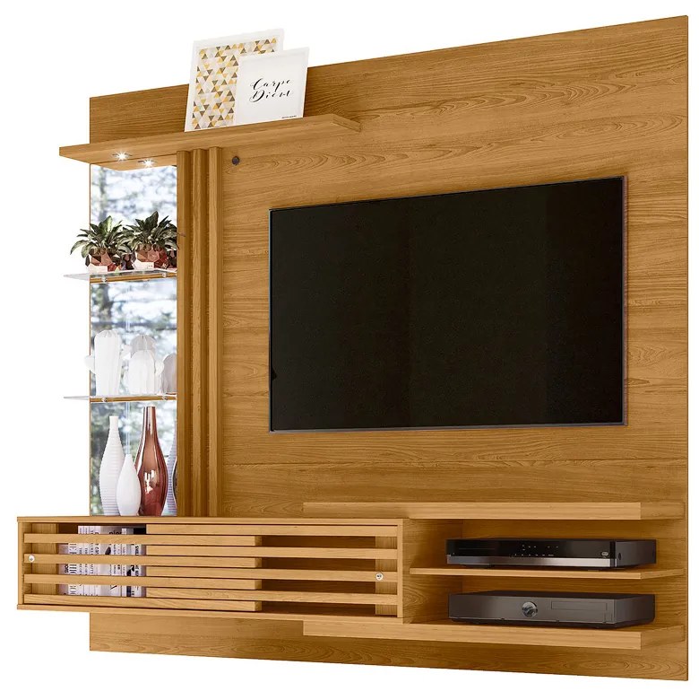 Painel TV 55 Pol 182cm Bancada Suspensa para Sala Romelli M20 - D'Rossi - Cumaru