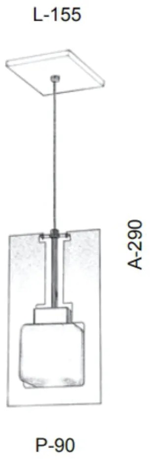 Pendente Vidro Quadrado Corte Laiser 15,5X09X29Cm Metal E Cubo Vidro 0... (COBRE FOSCO, CLEAR (TRANSPARENTE))