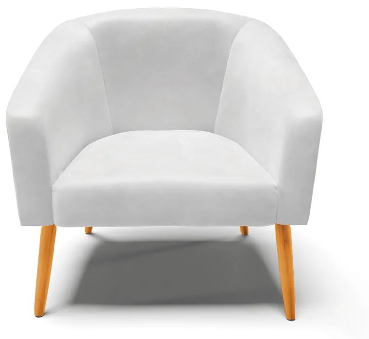 Poltrona Decorativa Pé Palito Castanho kit 2 Stella Sintético PU D03 - D'Rossi - Branco