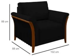 Kit 2 Poltronas Decorativas Sala de Estar 102cm Pés Madeira Roya Z32 V