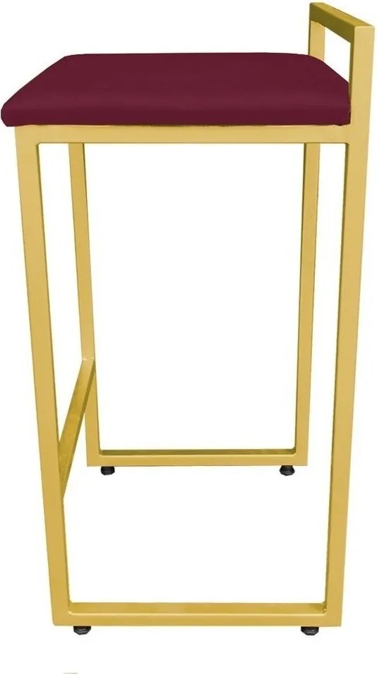 Conjunto 02 Banquetas Pietra Suede Base Dourado D03 - D'Rossi - Vinho
