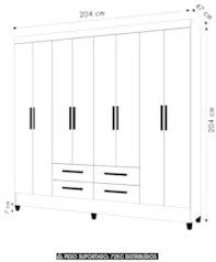 Guarda Roupa Casal 204cm 8 Portas Vitta Freijó/Off Z17       - Mpozena