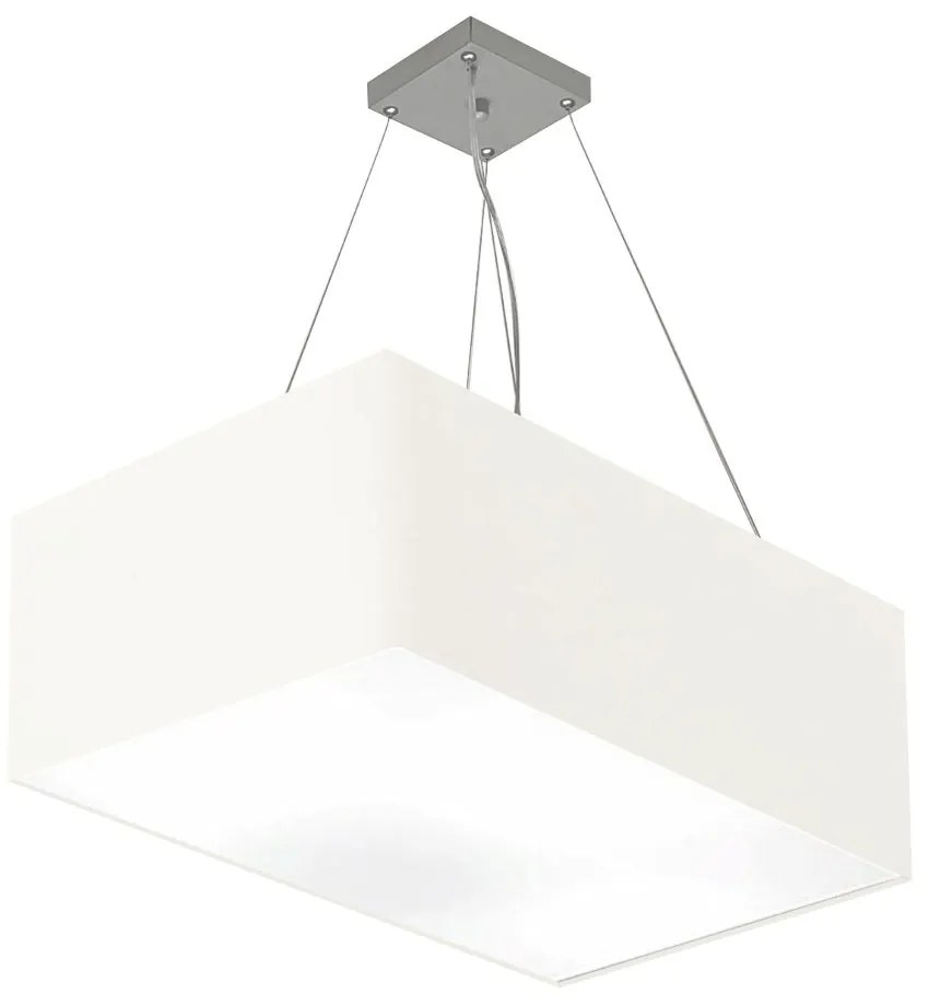 Lustre Pendente Retangular Md-4372 Cúpula em Tecido 60x40cm Branco