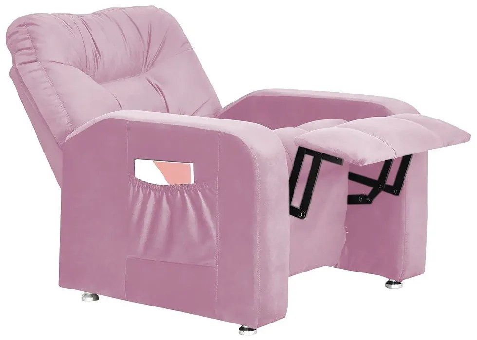 Poltrona do Papai Azera Mx7 Reclinável Veludo Rosa - Matrix