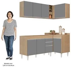 Armário de Cozinha Modulado de Canto Esquerdo 4 Peças CP46 Balcão sem