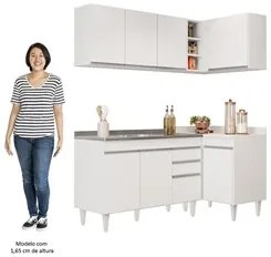 Armário de Cozinha Modulado de Canto Esquerdo 4 Peças CP48 com Pia Ino