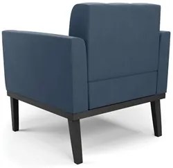 Poltrona Decorativa Base Madeira Preto Ana Suede Azul Marinho - Ibiza