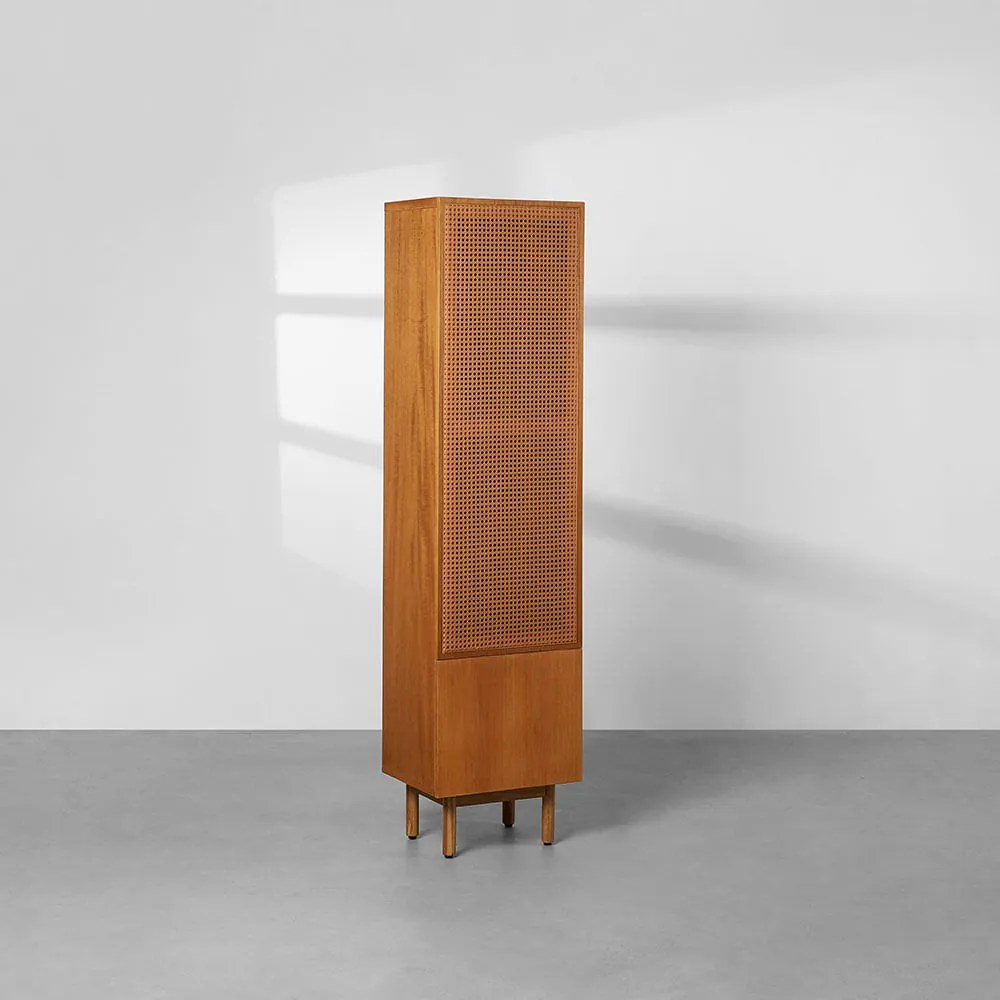 Cristaleira Frame Palha Natural 2 Portas - Nozes