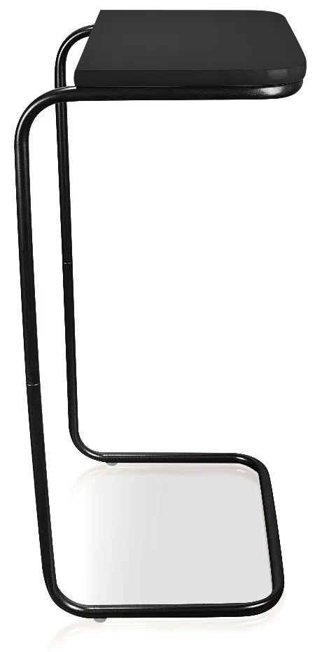 Mesa Lateral Tampo Preto Multiuso para Sofá Base Metálica D'Rossi - Preto