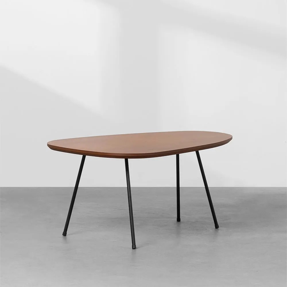 Mesa de Centro Beli Orgânica Amêndoa e Preto - 35x56x83cm