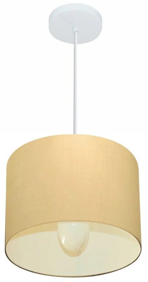 Lustre Pendente Cilíndrico Md-4054 Cúpula em Tecido 30x21cm Algodão Crú - Bivolt