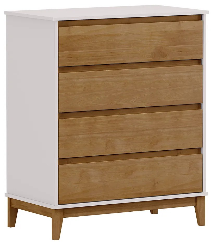 Cômoda Decorativa Every Madeira 4 Gavetas OffWhite/Freijó G74 - Gran Belo