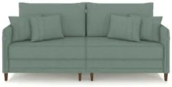 Sofá 2 Lugares Living 172cm Pé Madeira Zoe Linho Verde Z08 - Mpozenat