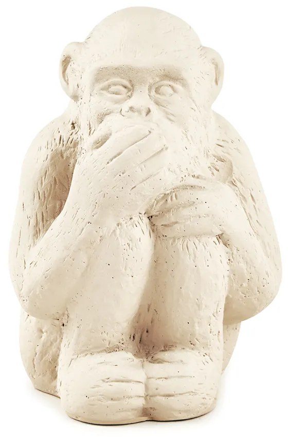 Enfeite Decorativo "Macaco Nao Falo" Em Cimento Bege 12x8,5 - D'Rossi