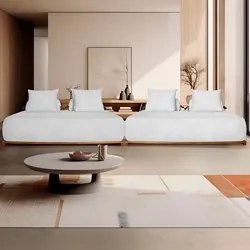 Sofá 6 Lugares Ilha 2 Módulos 200cm Viero S06 Boucle Branco - Mpozenat