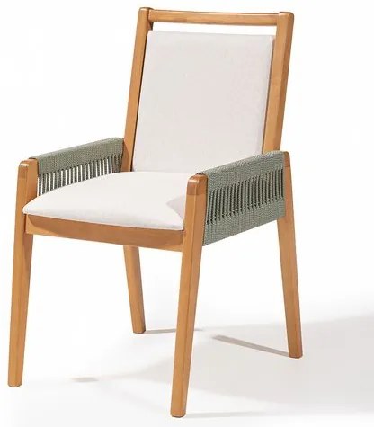 Cadeira Flora Assento Cru Braço Oliva Base Verniz Mel - 78490 Sun House