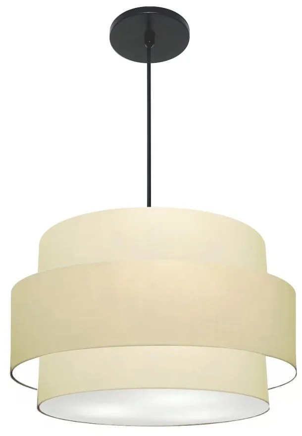 Lustre Pendente Cilíndrico Md-4384 Cúpula em Tecido Bege Tam 50cm