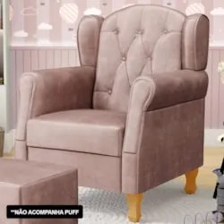 Kit 02 Poltronas de Amamentação Pés Madeira Lucy Z39 Veludo Rosê - Mpo