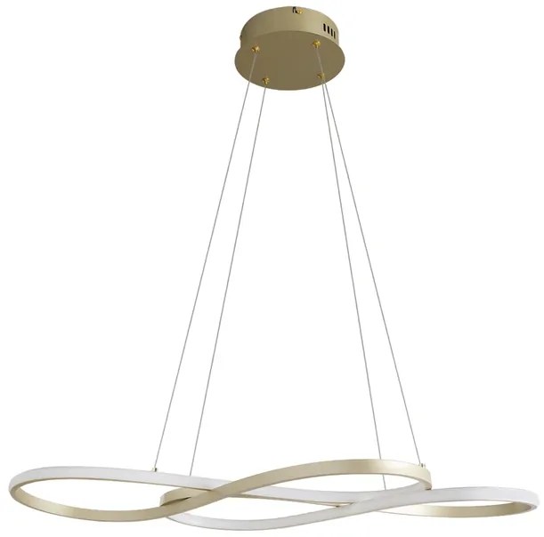 Pendente Led Aluminio Dourado 36w 3000k Flow