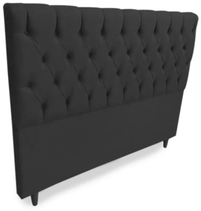 Cabeceira com Calçadeira Baú Casal King 195cm Nicole Suede Preto - Sheep Estofados - Preto
