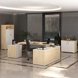 Conjunto Escritório Home Office 3 Peças Mesa em U Corp A06 Carvalho/Br