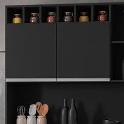 Kit Cozinha Compacta 130cm Com 6 Portas 1 Gaveta  Alice Preto Fosco -