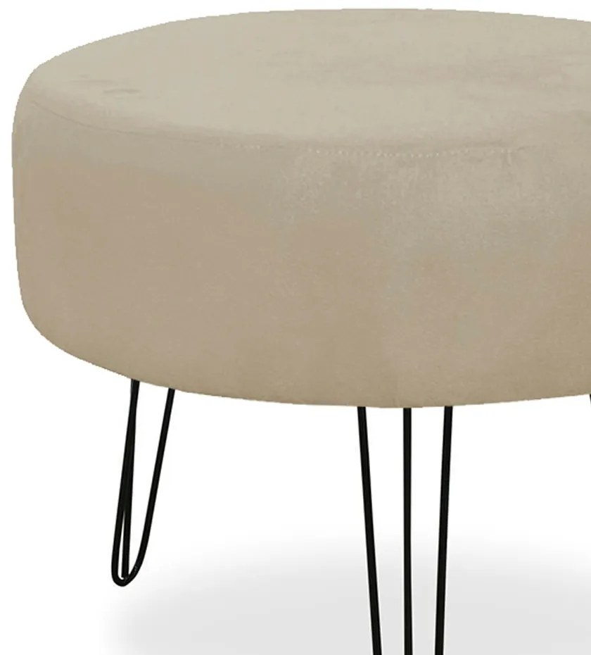 Kit 02 Puffs Redondos para Sala Chloe Suede Nude