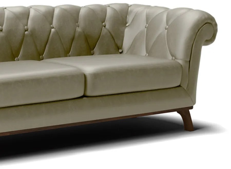 Sofá 3 Lugares Viena D07 230cm Base de Madeira Corano Bege - D'Rossi