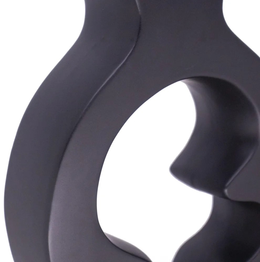 Vaso Decorativo Cerâmica Vazado para Centro Mesa Preto 29 cm F04 - D'Rossi
