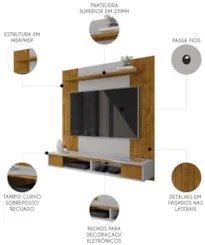 Painel TV 55 Pol e Bancada Suspensa 136cm Foz Naturalle/Off B02 - Mpoz