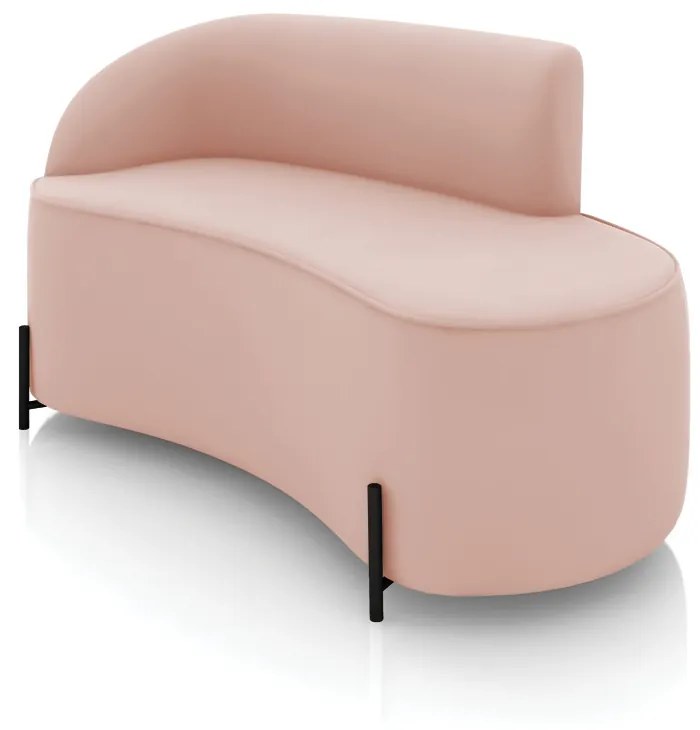 Sofá 2 Lugares Orgânico 140cm Pé Ferro Preto Morgan Veludo D03 - D'Rossi - Rose