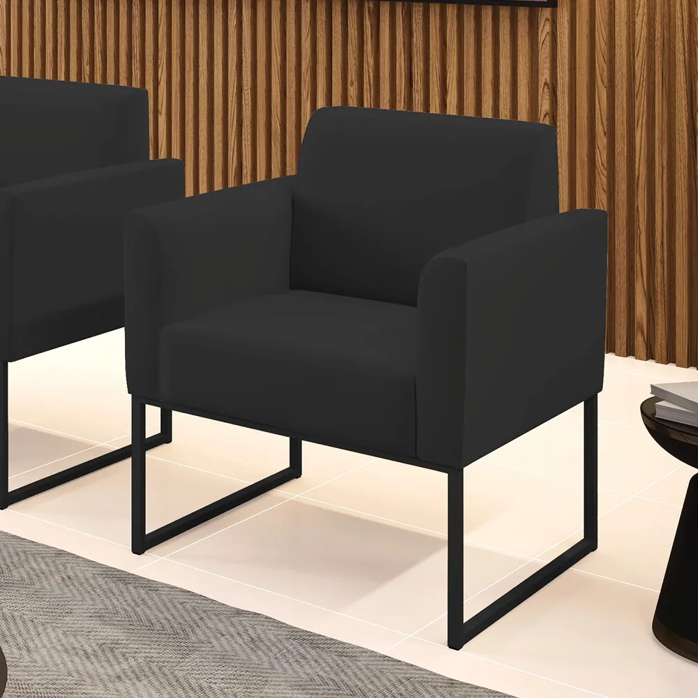 Poltrona Base Industrial Preto Marisa Veludo D03 - D'Rossi - Preto
