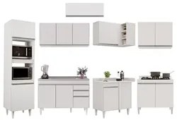 Armário de Cozinha Modulada de Canto 8 Peças CP03 Balcão com Pia Inox