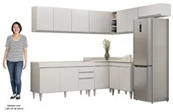 Armário de Cozinha Modulado de Canto 7 Peças CP22 Balcão sem Tampo Bra