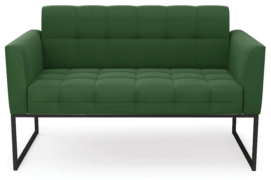Sofá Namoradeira Elisa Suede Verde Base Metálica Industrial Preto - D'Rossi