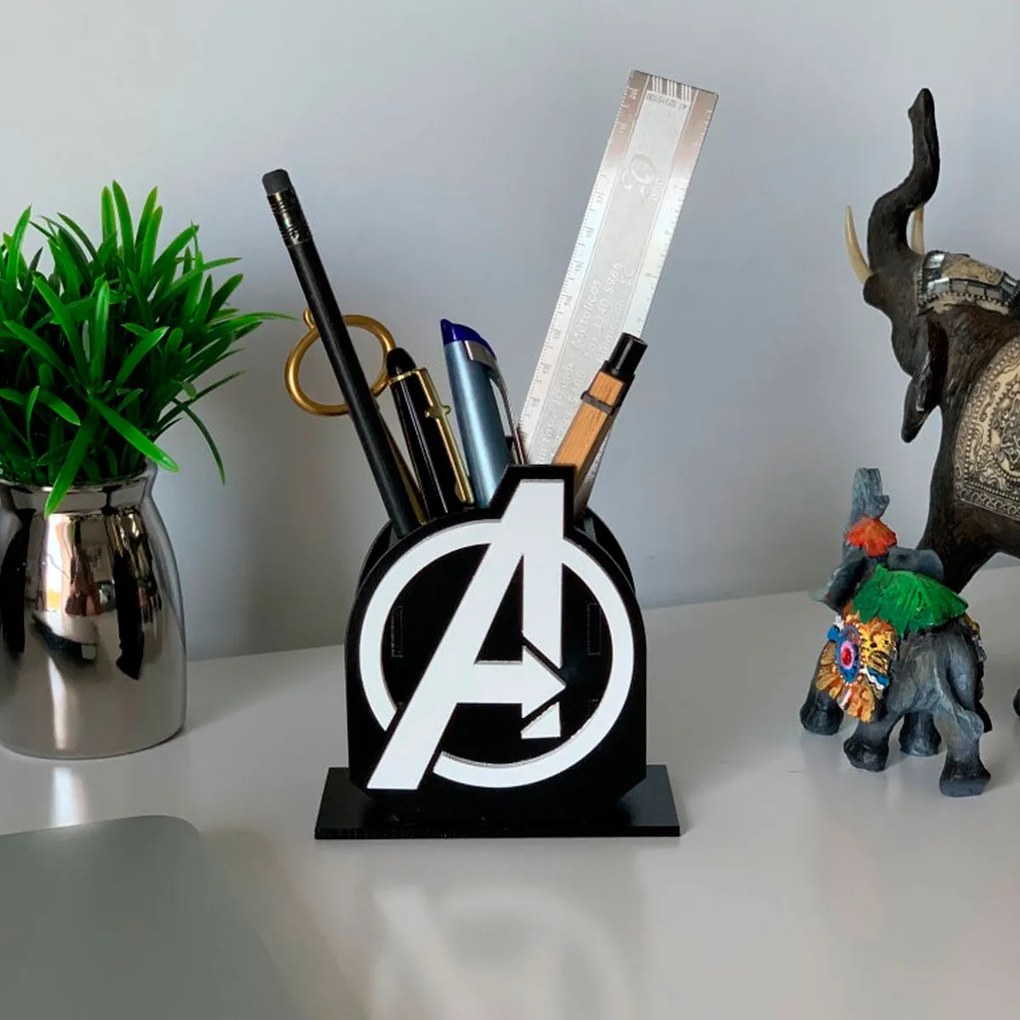 Porta Lápis Caneta E Acessórios Geek Avengers Vingadores 10x10cm