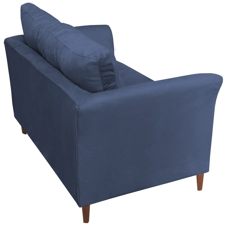 Namoradeira Ibis Decorativa 2 Lugares 1,35 m Recepção Quarto Sala Suede Azul Marinho