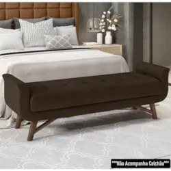 Puff Recamier Calçadeira 160cm Base Madeira Neville Z37 Sintético Marr