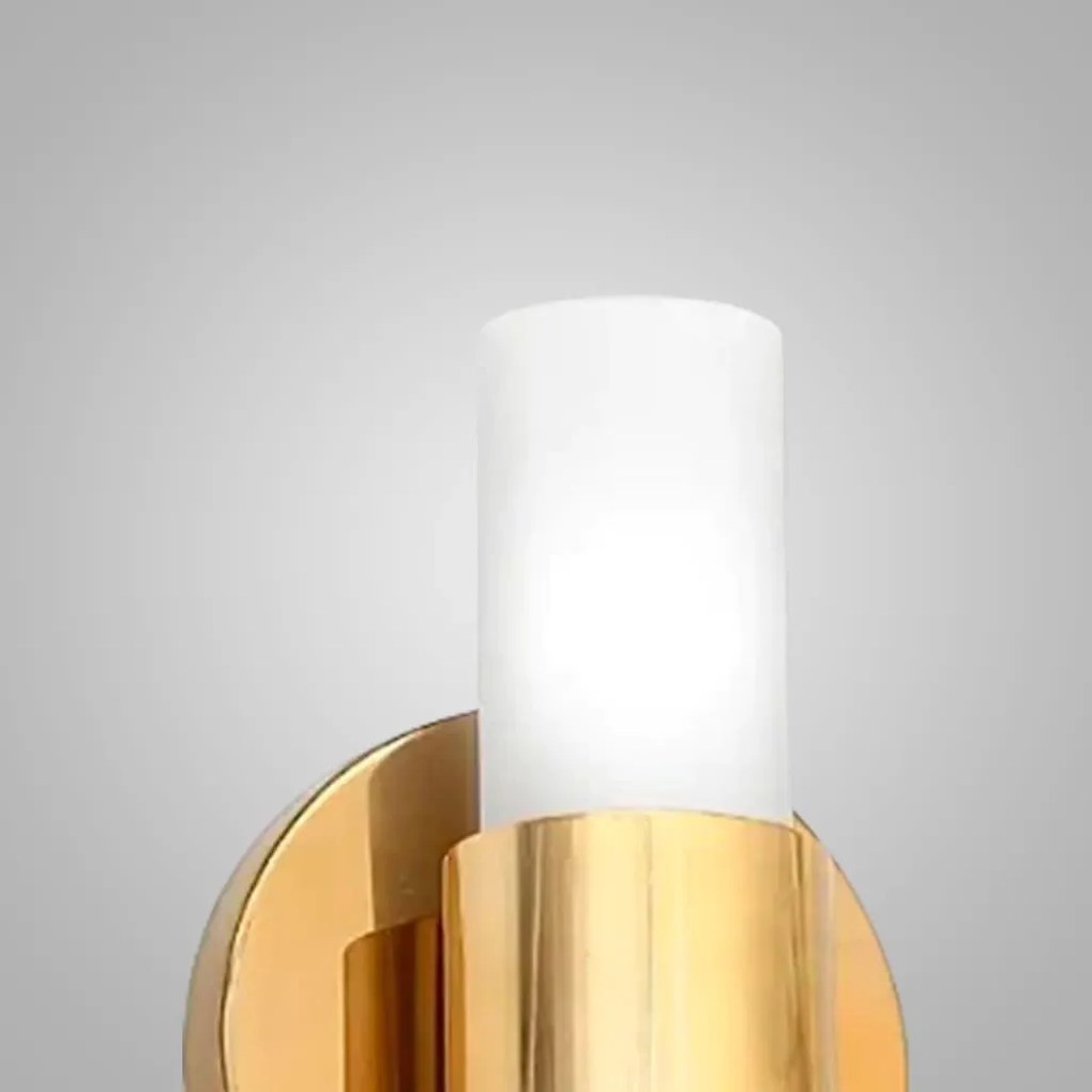 Arandela Fence Vertical Vidro Tubo Duplo 12X8,5X23Cm 2Xg9 - Old Artisa... (GRAFITE / DOURADO BRILHO)