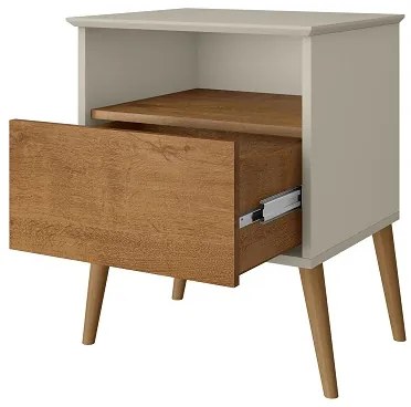 Mesa De Cabeceira Cancun Off White/Naturalle – Bechara Móveis