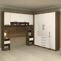 Guarda Roupa Queen Modulado CP05 Delphi Avelã/Branco L01 - Mpozenato