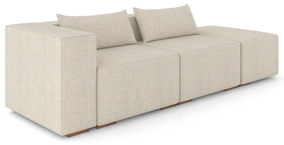 Sofá Versátil Sala de Estar Atlanta 338cm Modulado Linho Bege Claro G52 - Gran Belo
