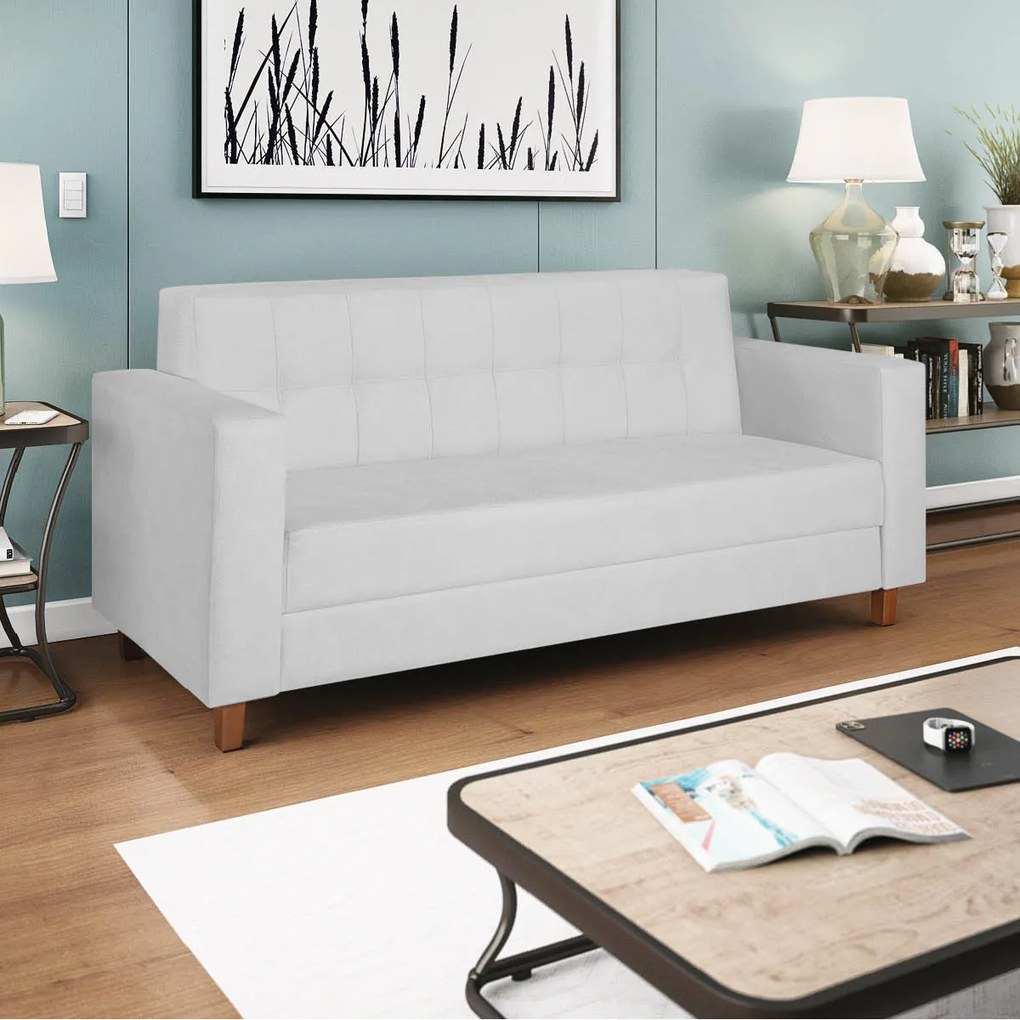Sofá 2 Lugares Denver Suede Branco - ADJ Decor