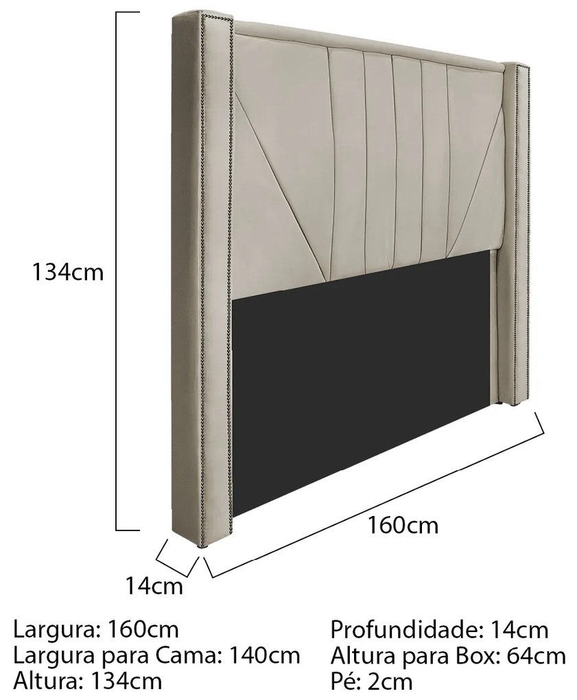 Kit Cabeceira e Calçadeira Baú Casal Minsk P02 140 cm para cama Box Suede - ADJ Decor