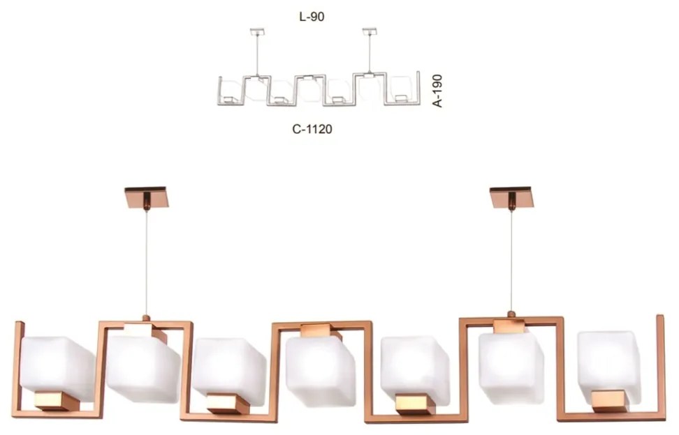 Pendente Retâgular Linear Vidro Quadrado 112X10X19Cm Metal E Cubo 07Xg... (PRETO, AMBAR)