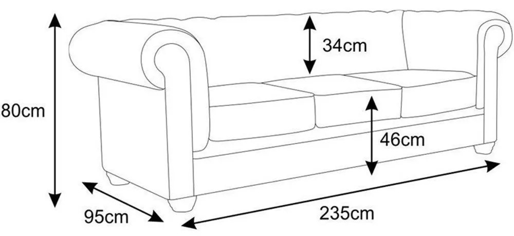 Sofá Chesterfield 3 Lugares com Pés Madeira Couro Bege G40 - Gran Belo