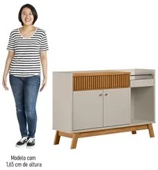 Buffet Aparador Para Sala 2 Portas 1 Gaveta Luke L06 Nature/Off White