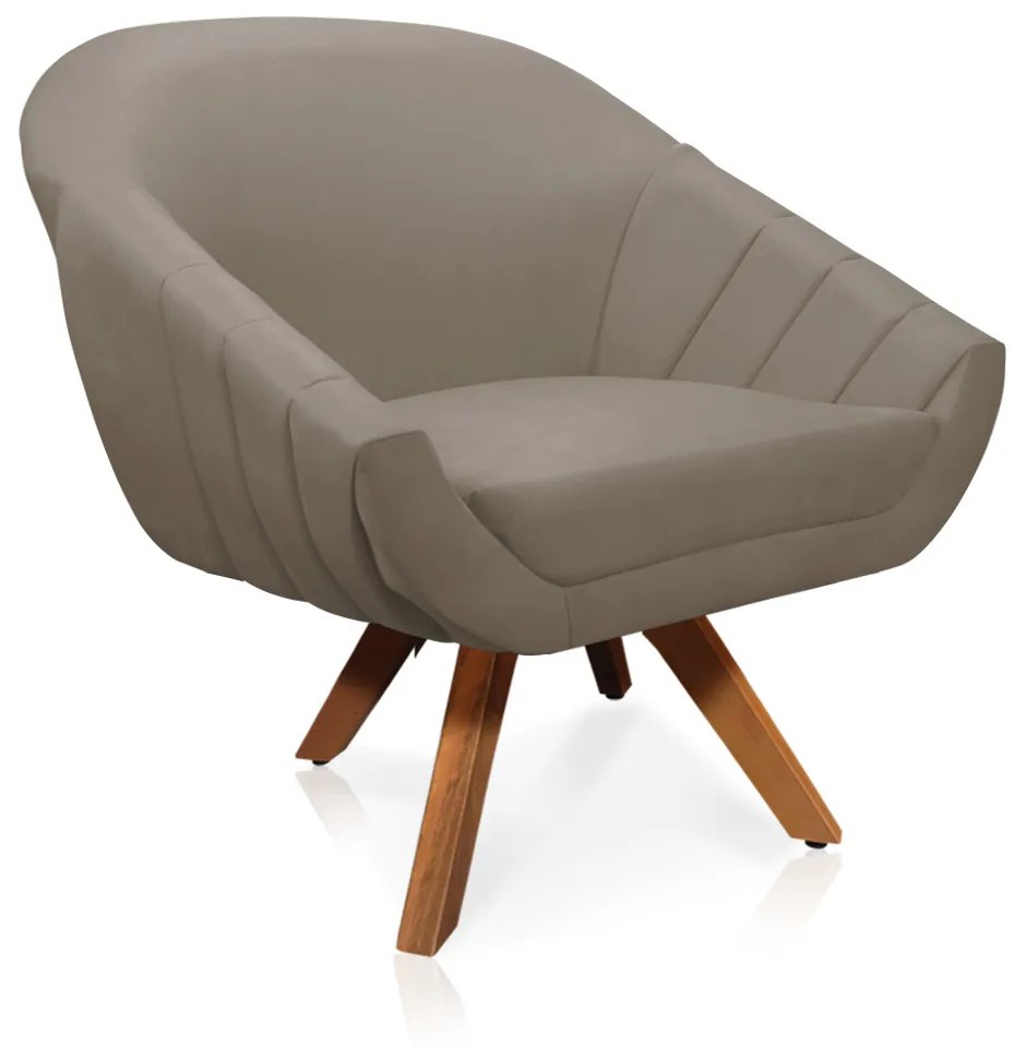 Kit 01 Namoradeira 02 Lugares e 02 Poltronas Giratória Giovana Suede Marrom Rato Base Madeira MM30 - D'Rossi