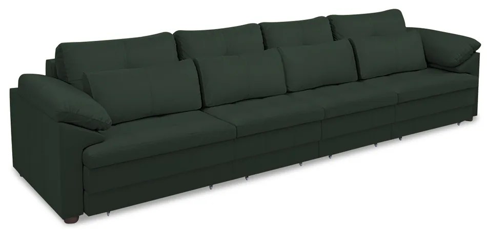 Sofá Retrátil Manual Sala de Estar Nolan Bipartido 379cm Conforto Premium em Couro Verde G58 - Gran Belo