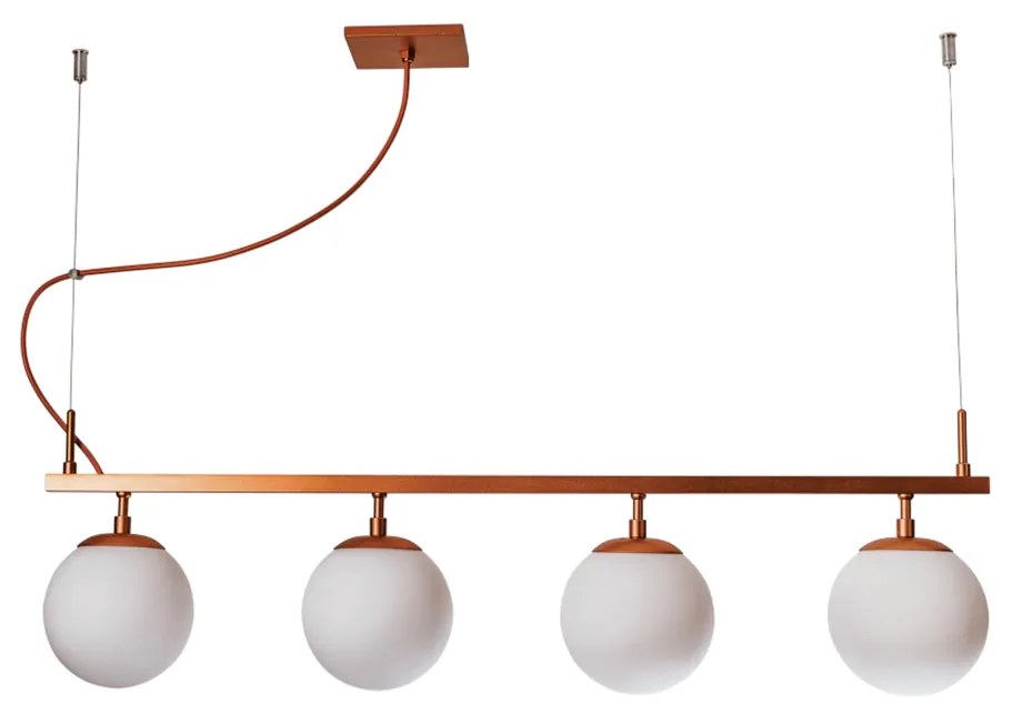 Pendente Queens C/ 4 Globos 85Cm 4L E27 Mini Bulbo / Metal E Globo Ø14... (FN-F - Fendi Fosco, FOSCO)